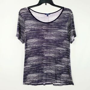 GAP LARGE, Purple Striped Short Sleeve Top T-Shirt